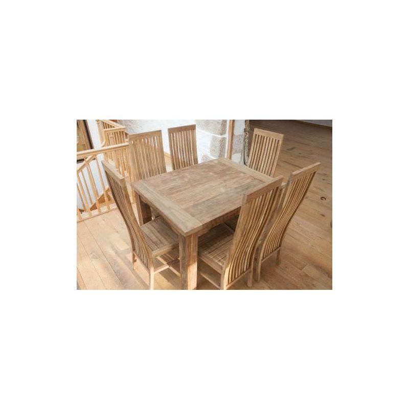 1.6m Reclaimed Teak Taplock Dining Table with 6 Vikka Chairs